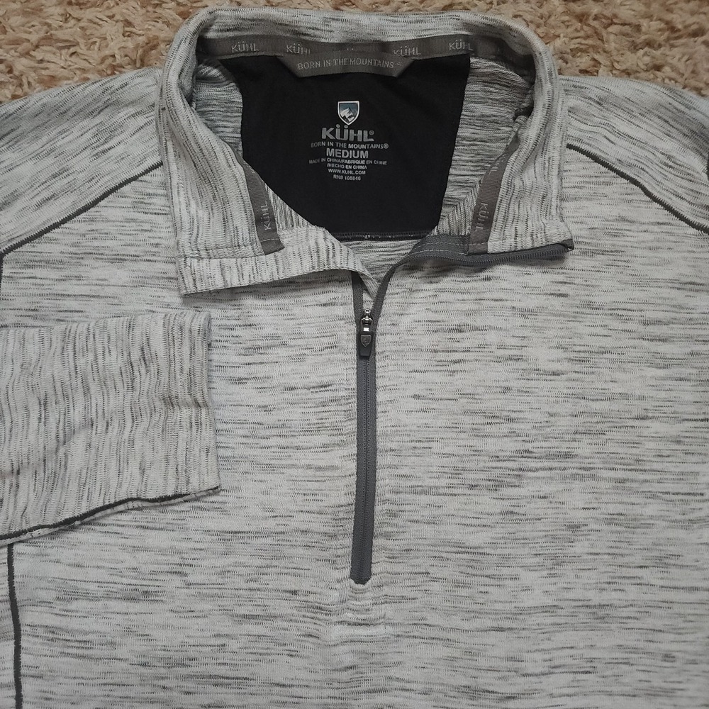KUHL 1/4 Zip Black White Womens M Long Sleeve‎ Pullover Lightweight Sweater